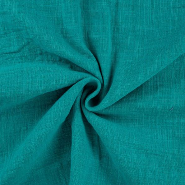 Tissu Double gaze aspect lin uni Vert émeraude - Par 10 cm