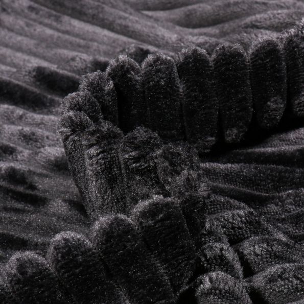 Tissu Minky Ultra doux côtelé Noir ébène - Par 10 cm