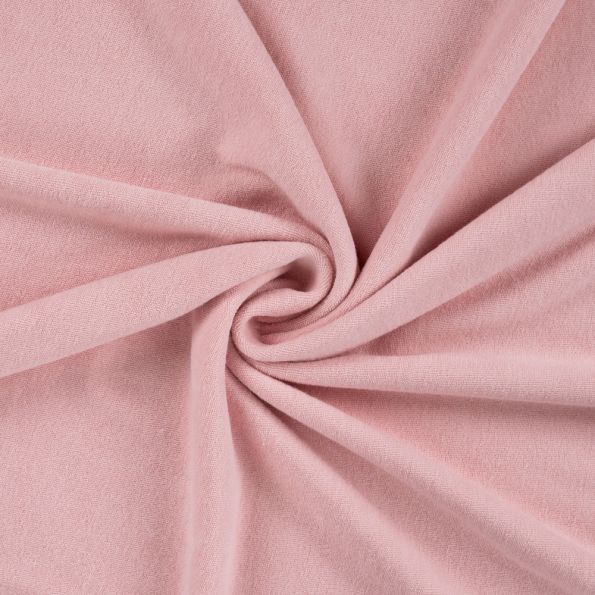 Tissu Jersey Velours Eponge uni Rose pâle - Par 10 cm