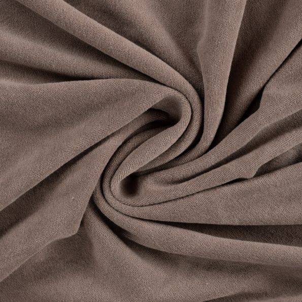 Tissu Jersey Velours Eponge uni Taupe - Par 10 cm