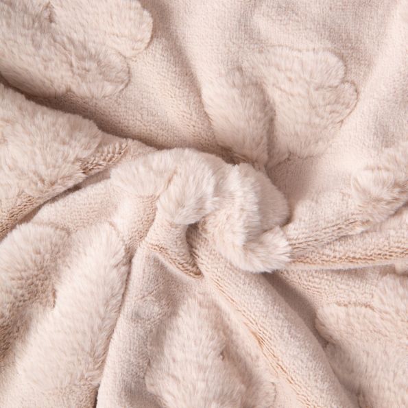Coupon Tissu Fausse fourrure Liora nuage en relief sur fond Beige sable - Coupon de 60 cm