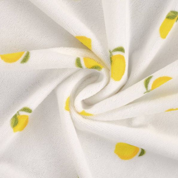 Tissu Micro éponge imprimé Citrus sur fond Blanc - Par 10 cm