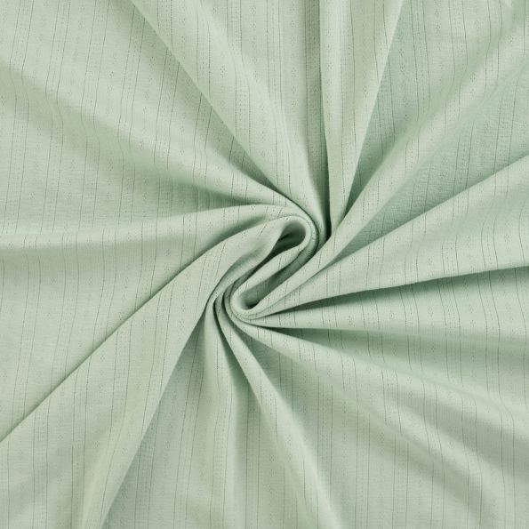 Tissu Jersey Coton ajouré uni Lio Vert amande - Par 10 cm