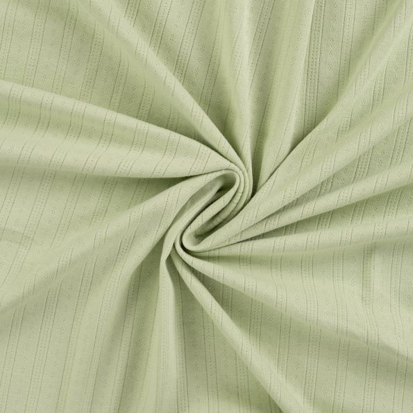Tissu Jersey Coton ajouré uni Lio Vert anis - Par 10 cm