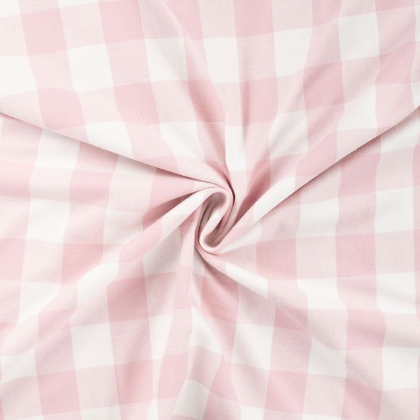 Tissu Flanelle de Coton Chemise à carreaux Rose - Par 10 cm