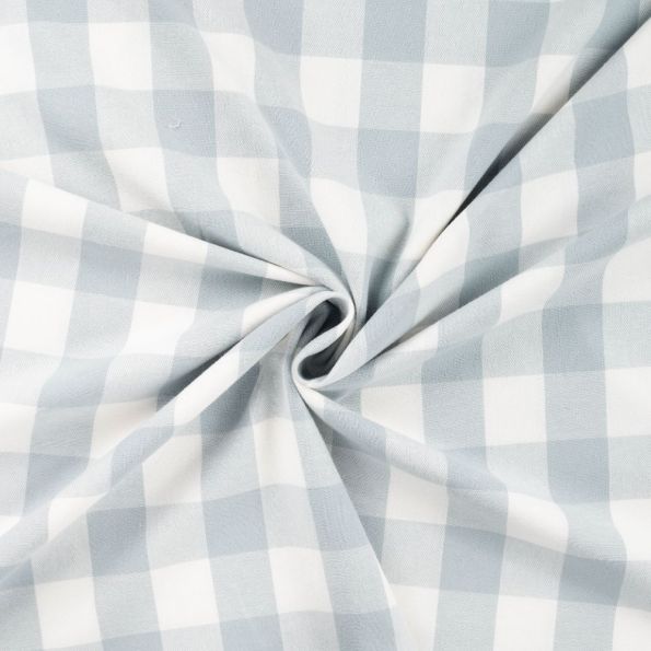 Tissu Flanelle de Coton Chemise à carreaux Bleu Gris - Par 10 cm