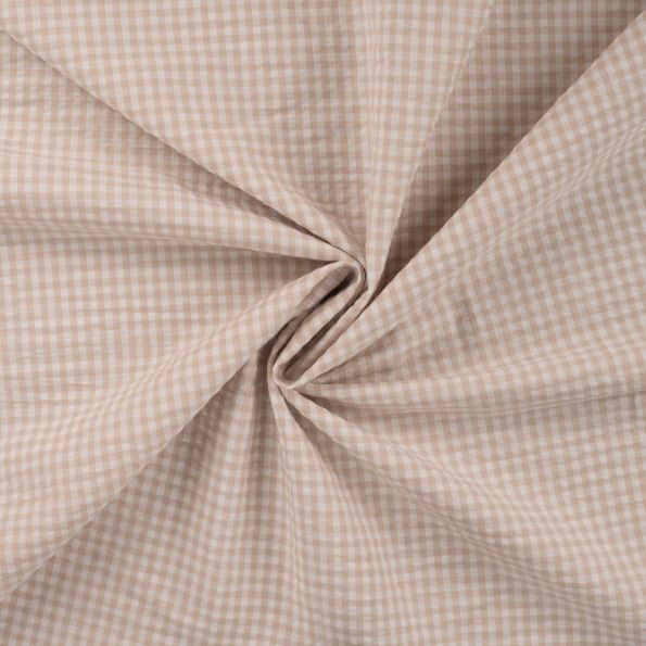 Tissu Seersucker Carreaux Vichy Beige - Par 10 cm