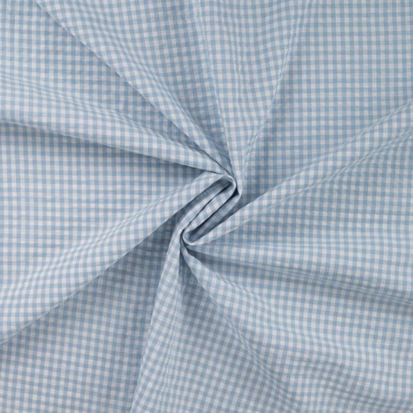 Tissu Seersucker Carreaux Vichy Bleu - Par 10 cm