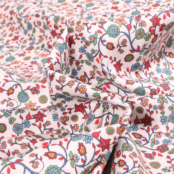 Tissu Voile de coton Sweet Flower Jenna sur fond Blanc - Par 10 cm