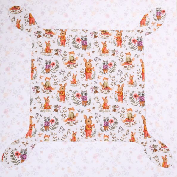 Tissu Panneau Coton Doudou Lapinou sur fond Blanc - 95 cm