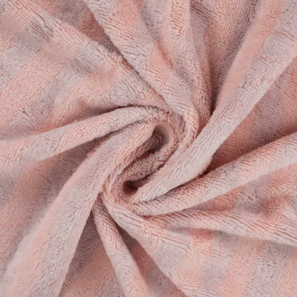 Tissu Micro Eponge Bambou rayures Lyo Roses sur fond Gris perle - Par 10 cm