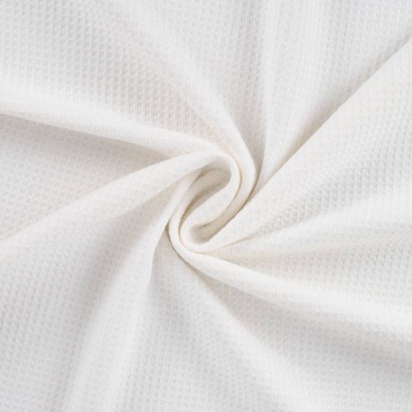 Tissu Nid d'abeille envers éponge uni Bambeluxe Ecru - Par 10 cm