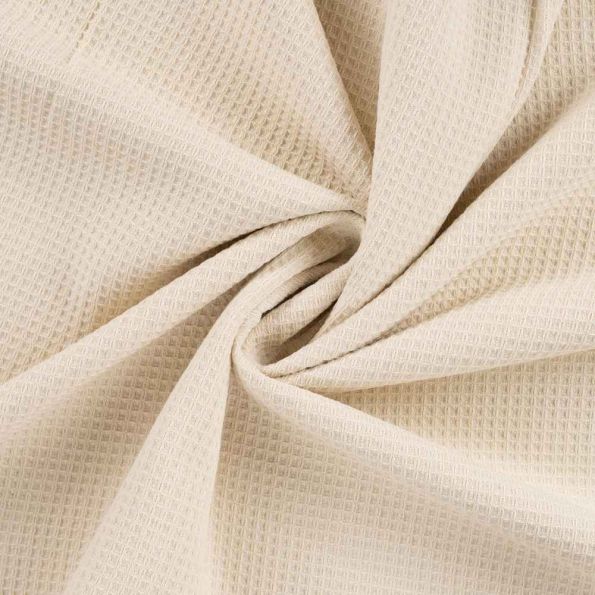 Tissu Nid d'abeille envers éponge uni Bambelux Beige - Par 10 cm