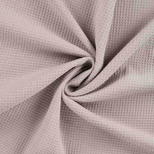 Tissu Nid d'abeille envers éponge uni Bambelux Taupe - Par 10 cm