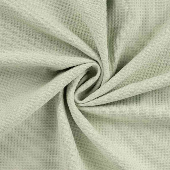 Tissu Nid d'abeille envers éponge uni Bambelux Vert sauge - Par 10 cm