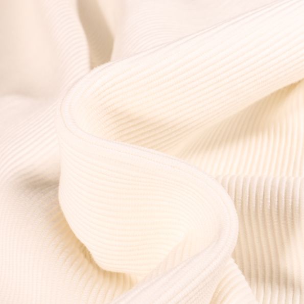 Tissu Jersey côtelé Ottoman uni  Ecru - Par 10 cm