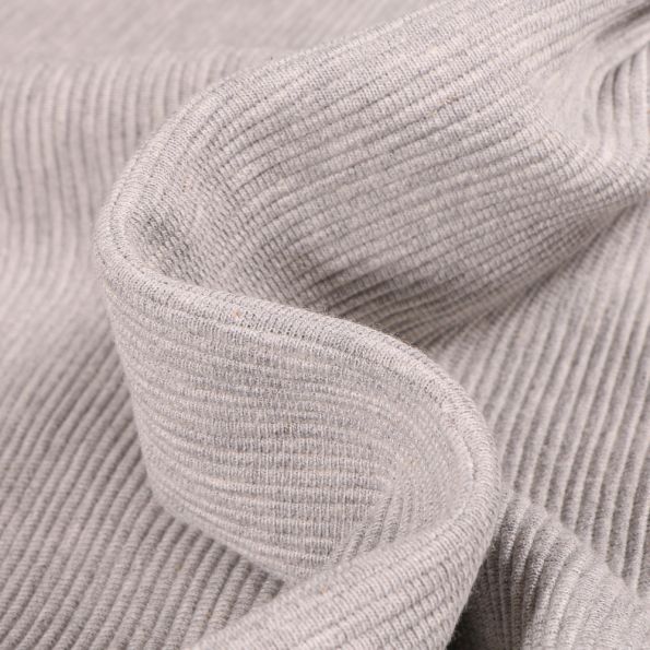 Tissu Jersey côtelé Ottoman uni Gris chiné - Par 10 cm