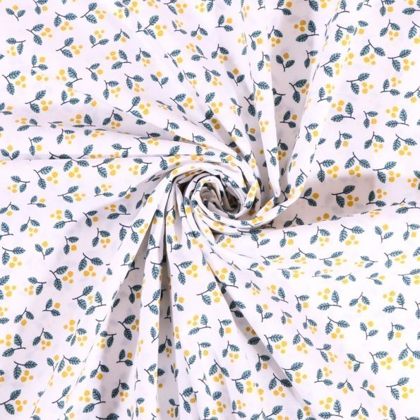 Coupon De Tissu Coton Fleuri Gris Et Jaune - 6 Pièces De 50 Cm X 140 Cm, Idéal Pour Couture Et Artisanat
