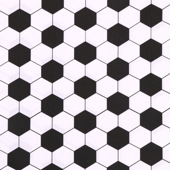 Tissu Coton Imprimé Football noir et blanc - Par 10 cm