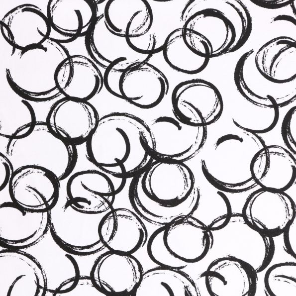 Tissu Coton Imprimé Circles noir et blanc - Par 10 cm