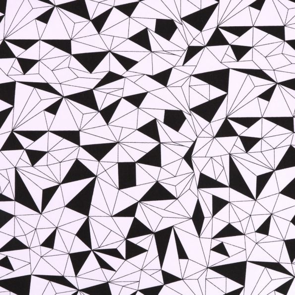 Tissu Coton Imprimé Motifs Géométriques noirs et blancs - Par 10 cm