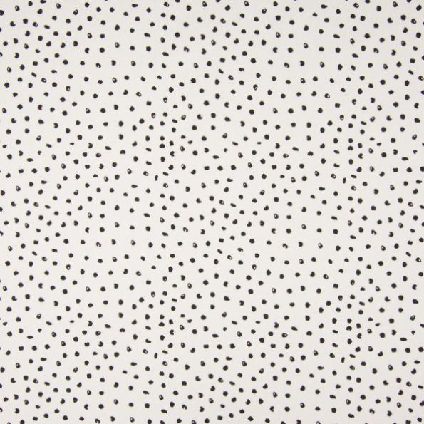 Tissu popeline coton imprimé Pois déstructuré noir sur fond Blanc - Par 10 cm