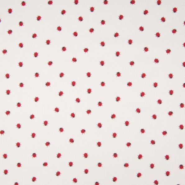 Tissu coton imprimé Coccinelle sur fond Blanc - Par 10 cm