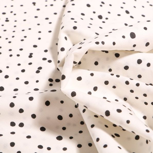 Tissu Coton imprimé Petits pois irréguliers sur fond Ecru - Par 10 cm