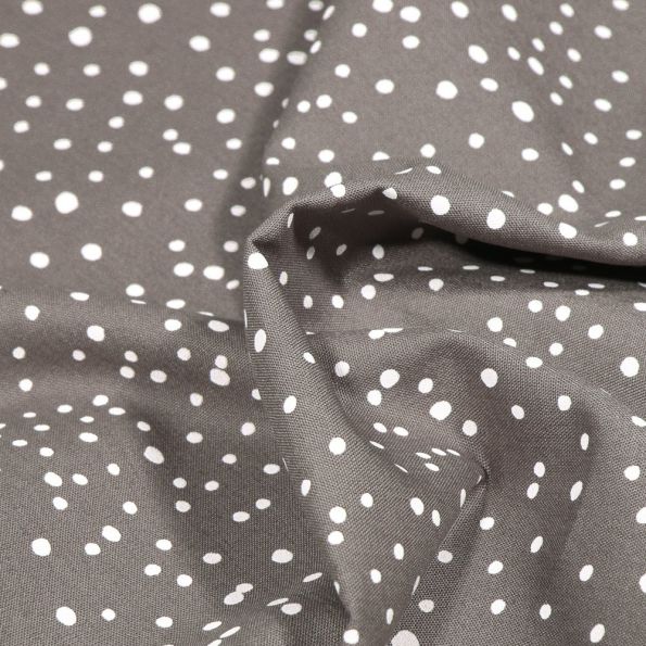 Tissu Coton imprimé Petits pois irréguliers sur fond Gris - Par 10 cm