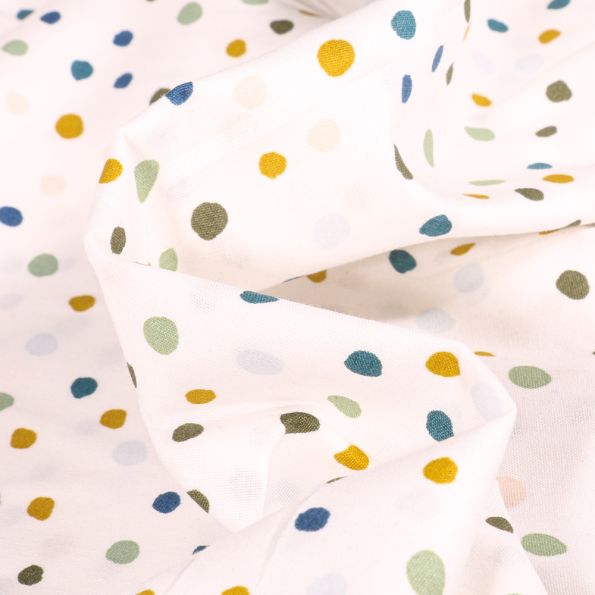 Tissu Coton imprimé Petit pois irréguliers sur fond Blanc cassé - Par 10 cm
