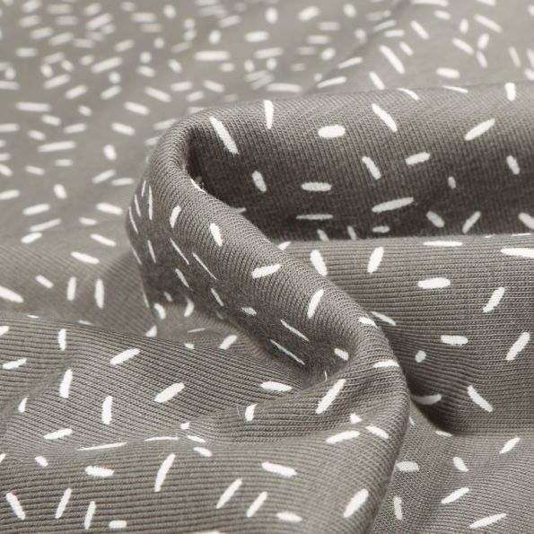 Tissu Jersey Coton Confettis sur fond Gris - Par 10 cm