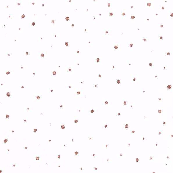 Tissu Coton Imprimé Pailleté Arty Confettis Rose gold sur fond Blanc - Par 10 cm