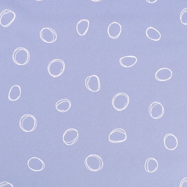 Tissu Toile Coton Canvas Cercles blancs sur fond Bleu ancien - Par 10 cm