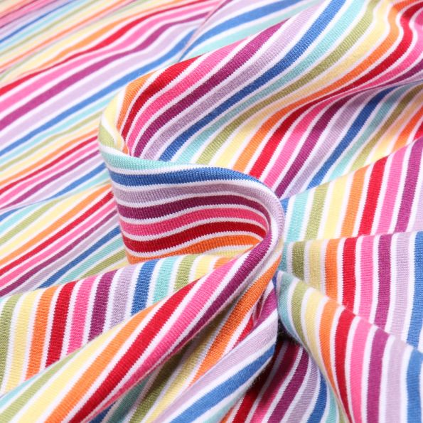 Tissu Jersey Coton Rayures Multicolore - Par 10 cm
