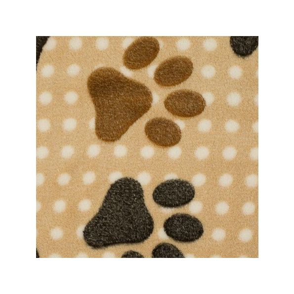 Tissu Doudou Beige clair Pattes d'ours marron - Par 10 cm