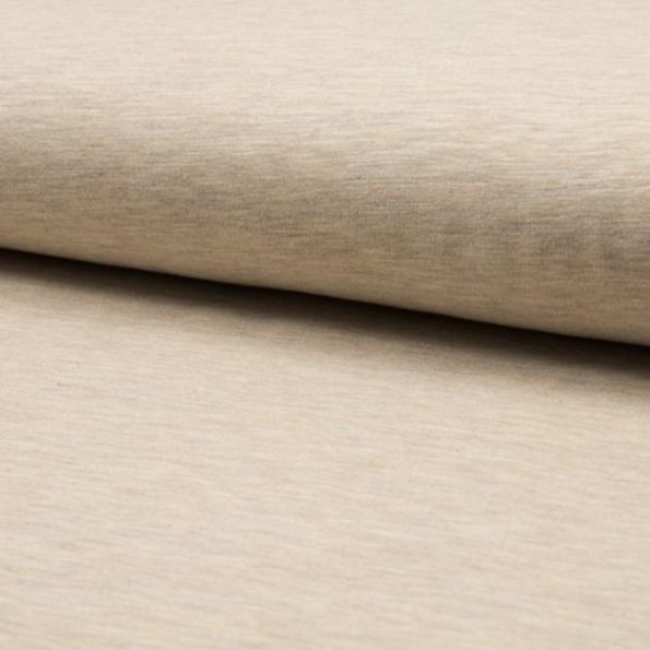 Tissu Sweat envers tout doux chiné Beige - Par 10 cm