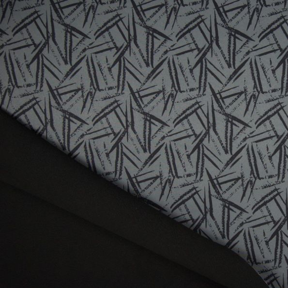 Tissu Softshell envers Polaire Traits Noirs sur fond Vert Kaki - Par 10 cm