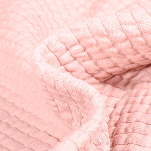 Tissu Sweat gaufré uni Monica Rose pâle - Par 10 cm