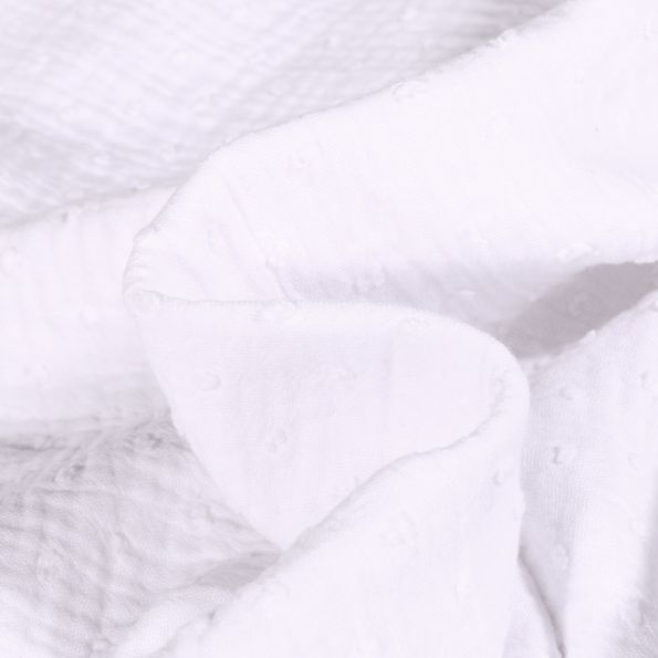 Coupon Tissu Double gaze Plumetis uni Blanc - Coupon de 10 cm