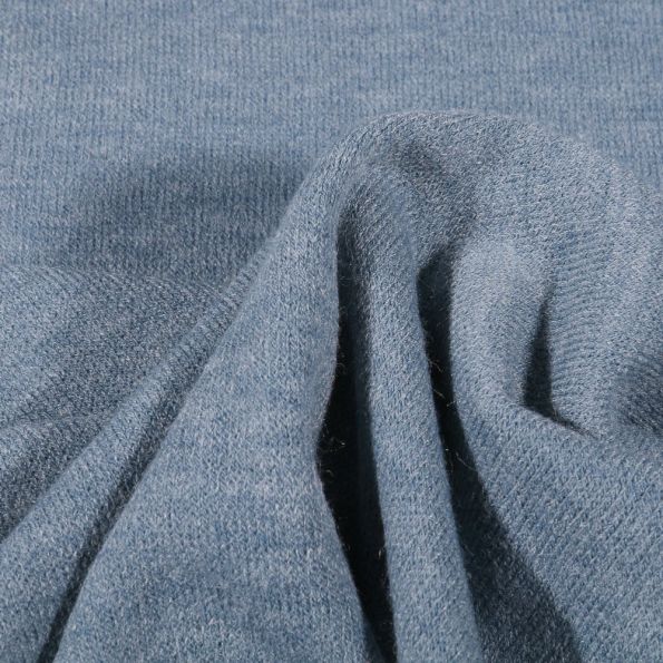 Tissu Maille Angora Bleu chiné - Par 10 cm