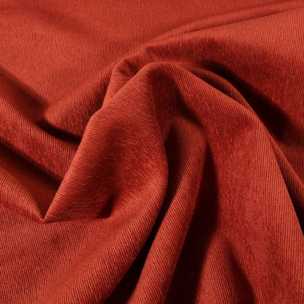 Tissu Velours milleraies uni Brique - Par 10 cm