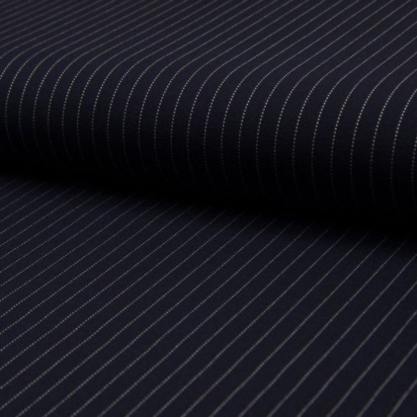 Tissu Jersey Milano Rayures Blanches sur fond Bleu marine - Par 10 cm