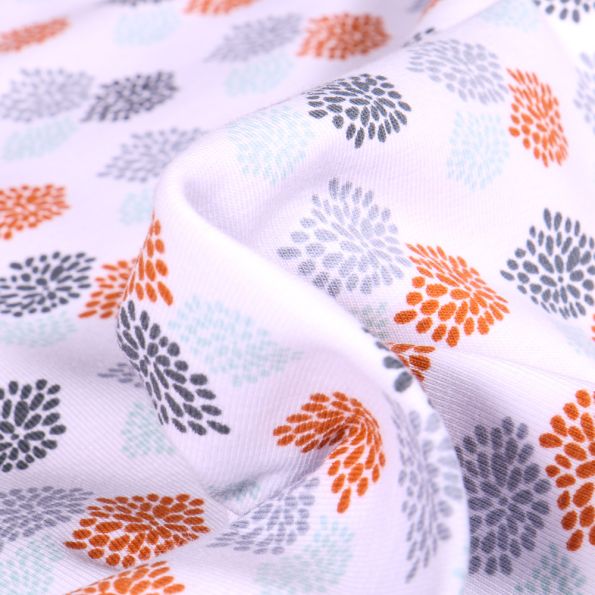 Tissu Jersey Coton Bio Oursins colorés sur fond Blanc - Par 10 cm