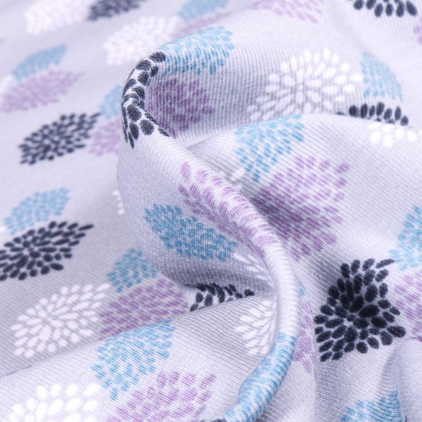 Tissu Jersey Coton Bio Oursins colorés sur fond Gris - Par 10 cm