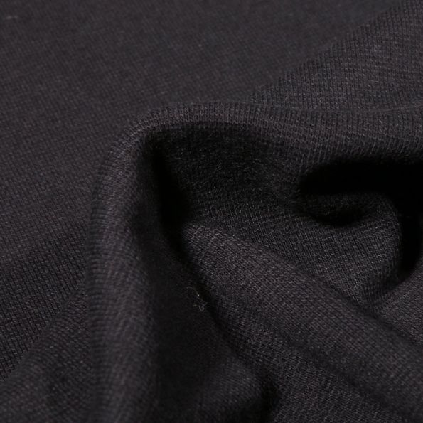 Tissu Bord côte uni Bio Noir - Par 10 cm