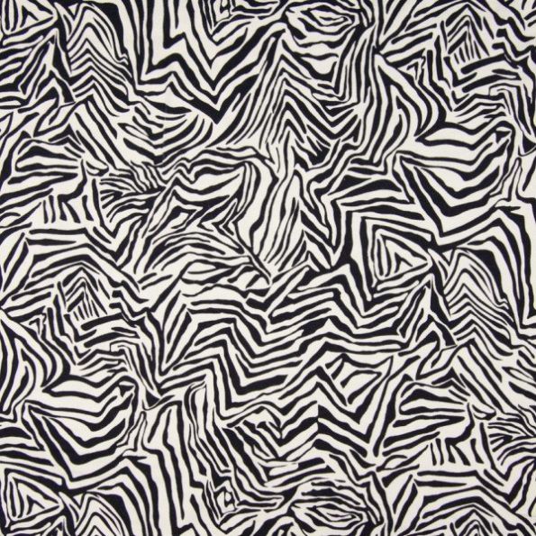 Tissu Jersey Viscose imprimé zébré Bleu Marine sur fond Blanc - Par 10 cm