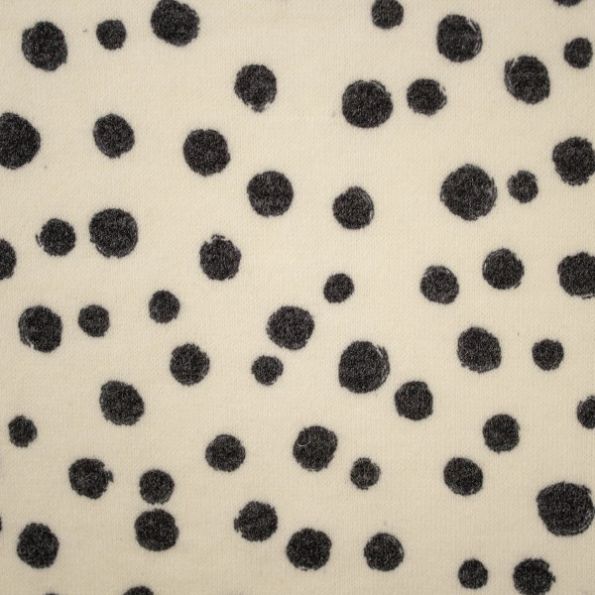 Tissu Maille Jersey Pois destructurés Noirs sur fond Ecru - Par 10 cm