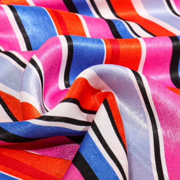 Tissu Satin Paola sur fond Rose fuchsia - Par 10 cm