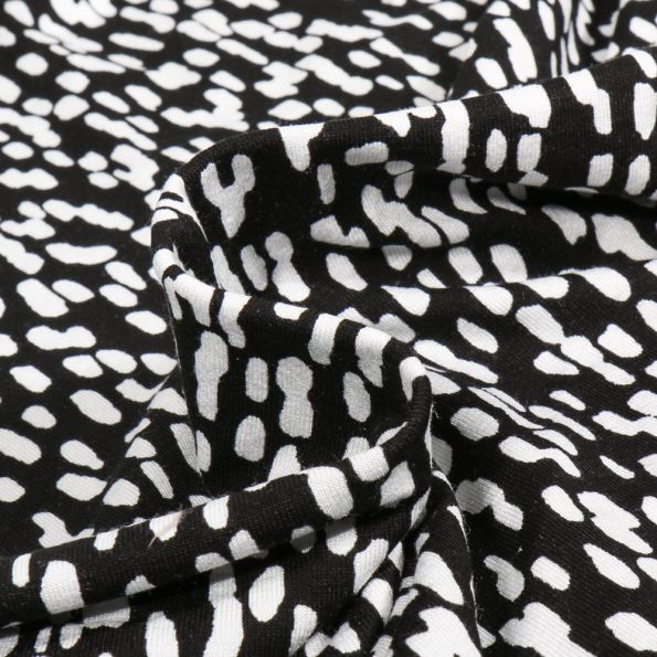 Tissu Jersey Viscose Print sur fond Noir - Par 10 cm