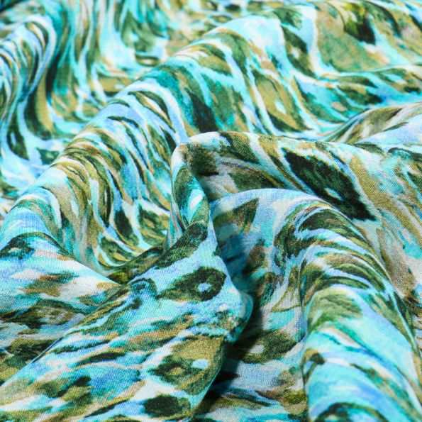Tissu Viscose Linda Bleu turquoise - Par 10 cm